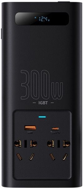 Автомобильный инвертор Baseus IGBT Power Inverter 300W (CN/EU 220V) Black (CGNB010101) BS-IGBT-300W-BK фото